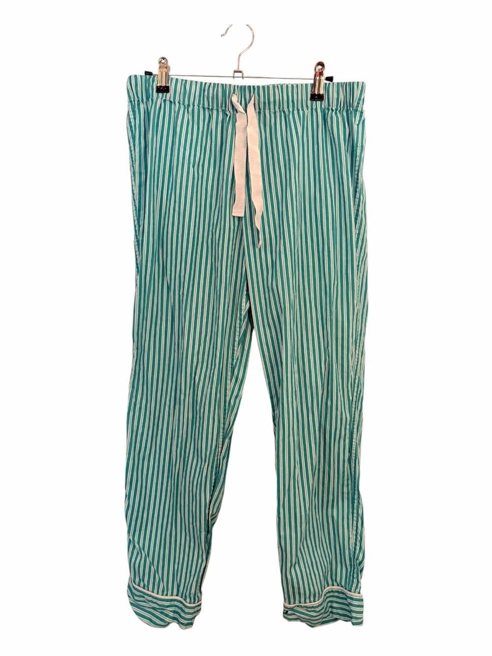 J. CREW S Green Striped Holiday 100% Cotton Poplin Pajama Pants